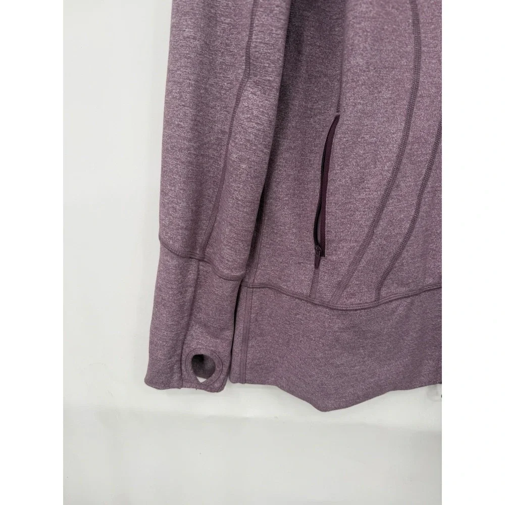 Lululemon Stride Jacket II Heathered Black Cherry Women 8 Luon Hooded Full Zip